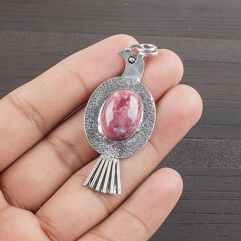 Natural Thulite Gemstone 925 Sterling Silver Jewelry Designer Pendant 2.11  AJP-2117