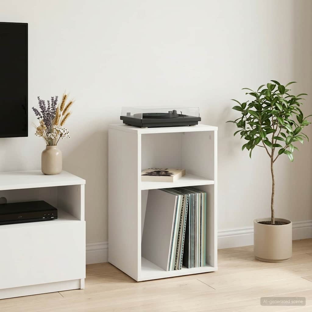 Record Storage Cabinet White 38 X 33 X 61 Cm Engineered Wood