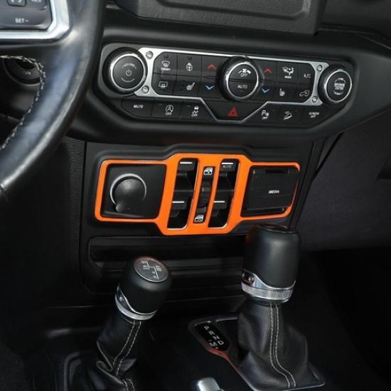 Window Control Switch Button Panel Cover Trim For Jeep Wrangler JL/JT 18+ Orange