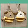 Mochila de Pelúcia de Cachorro Fofa Para Crianças e Adultos em Cáqui e Branco Ideal Para a Escola e Viagem