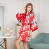Women's Chinese Style Peacock Silk Yukata Robe - Summer Tie-up Pajamas