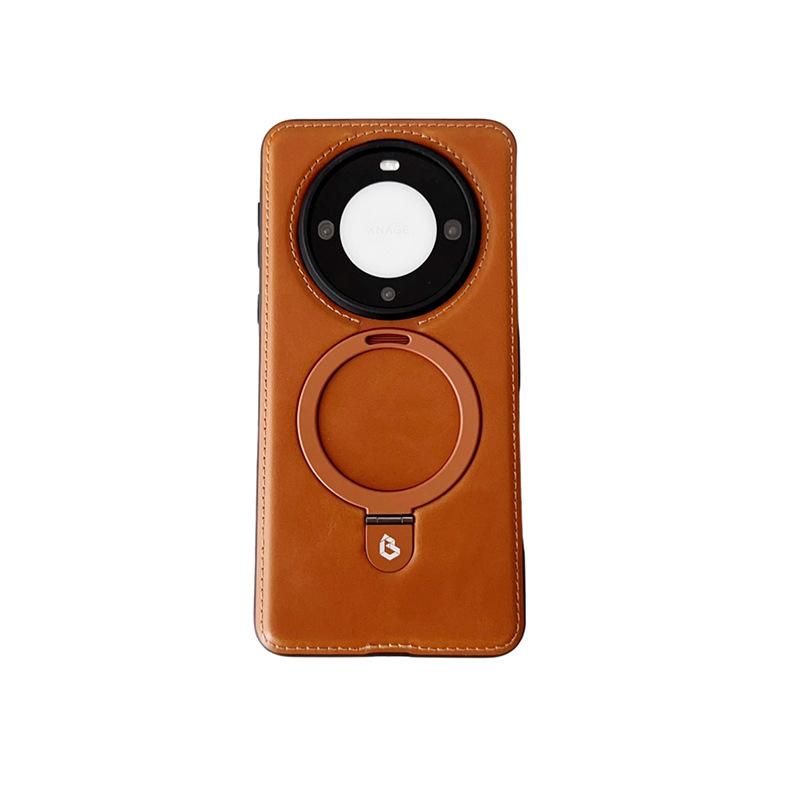 Suitable for Huawei Mate60pro Mobile Phone Case Magnetic Suction Bracket M60 Full-inclusive Anti-fall High-end Business Men's Leather Case