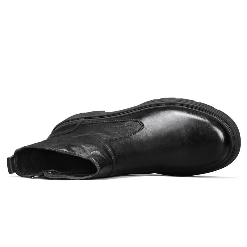 Herren Echtleder Retro Schlichte High-Top Dicksohlige Freizeitschuhe Stiefeletten