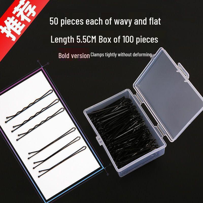 Black U-Shaped Hairpin Clip for Thick Hair - Bun Fixation Hair Accessory