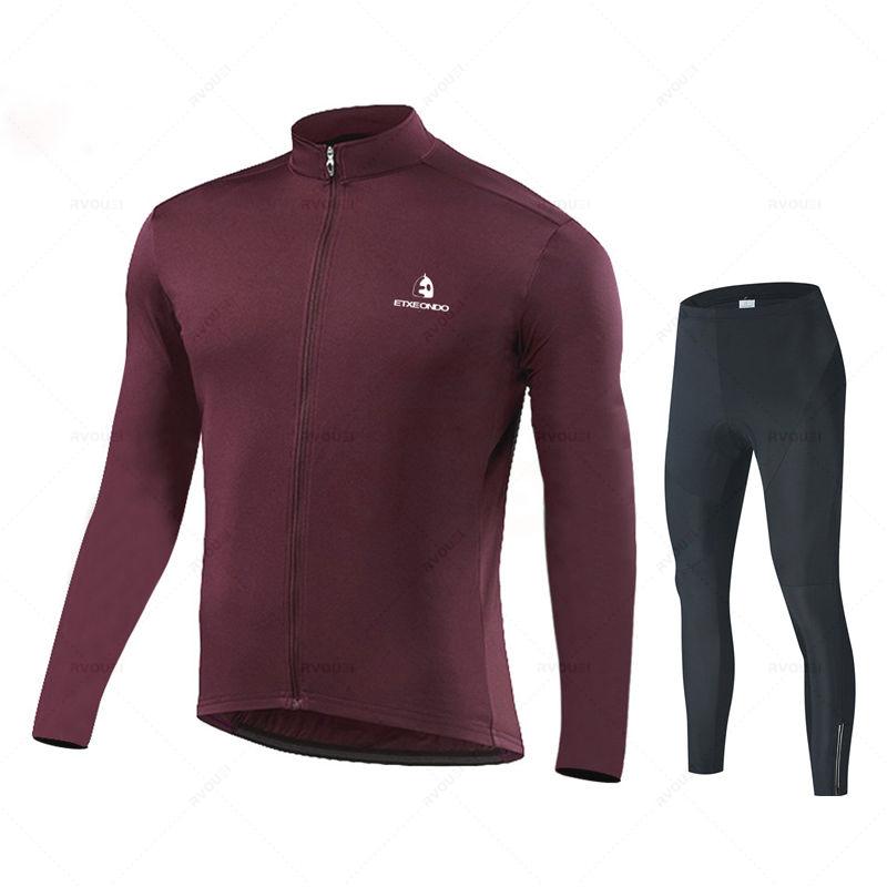 Autumn Cycling Suit Set  Pro Team Cycling Jersey 19D Bib Set MTB Uniform Bicycle Clothing Quick Dry Bike Clothes Mens Long Sleeves Wear
