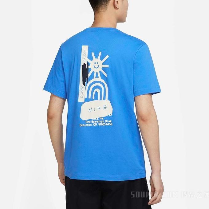 Nike T Shirts Men's Blue Crew Neck Moderate Straight Fit DR7810-435