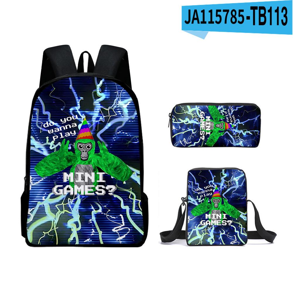 3 stuks Set Schooltassen Kinderen Boekentassen 3D Nieuw Spel Gorilla Tag Rugzak Schoudertas Schoudertas Etui Rugzak Print