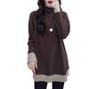 Plus Size Velvet High Neck Layered Top - Women's Autumn/Winter Slimming Cover-Up