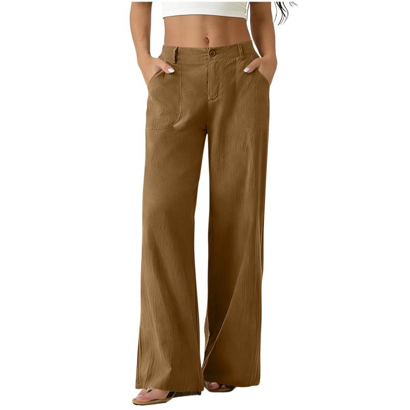 IHUASU Women's Fashion Casual Solid Color Print Pants & Capris