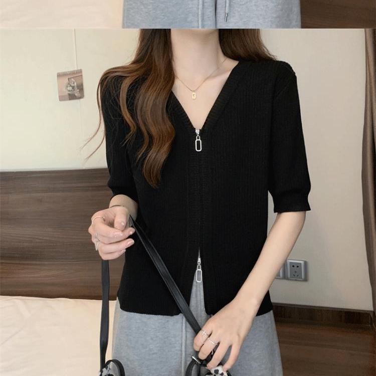 Breathable Short Sleeve Zipper Top - Perfect for Summer