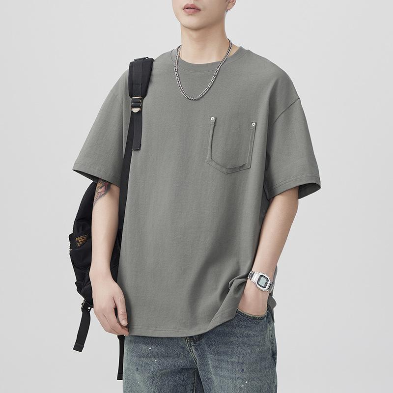 Summer Heavyweight 260g Retro Short-sleeved T-shirt for Men s Loose Japanese Casual T-shirt M 4909₽