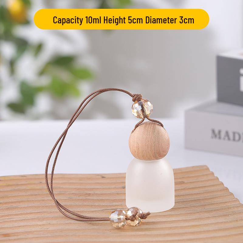 Frosted Glass Car Diffuser Bottle with Lanyard for Essential Oils - Refillable and Ideal for Home or Wardrobe Decor.