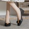 Classiche Décolleté da Donna con Tacco Grosso e Fiocco Decorazione in Metallo Semplici Punta Quadrata Pelle Scarpe Singole Moda Scarpe da Abito Taglia Plus 42