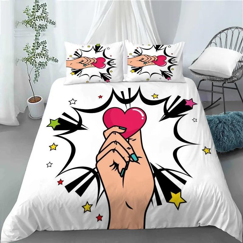 

3D Постельное белье в стиле хип-хоп, крутой рок-н-ролльный пододеяльник с наволочкой для детской комнаты, декор для дома, размер кинг, квин 135x200cm 2pcs