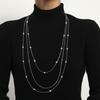 Long Autumn and Winter Elegant Imitation Pearl Level Necklace Women's Geometric Trend Sweater Chain