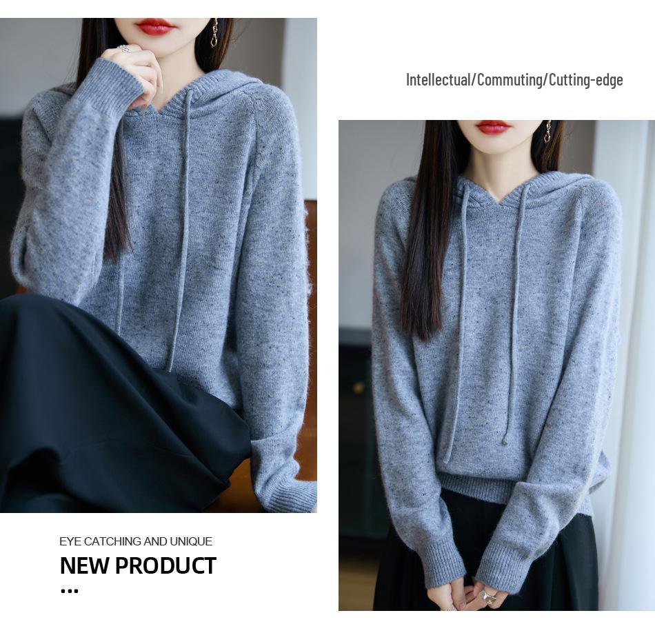 2025 Autumn/Winter Women's Casual Loose Knit Hoodie - Warm, Stylish, and Slimming.