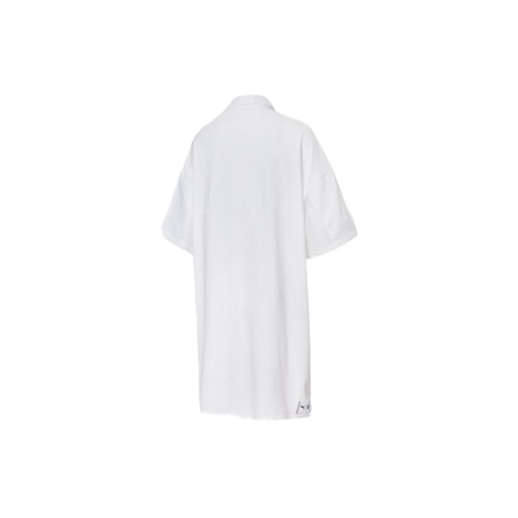 Puma Solid Color Half Zip Sports Loose Polo Short Sleeve Dress Women Dresses White 59901702