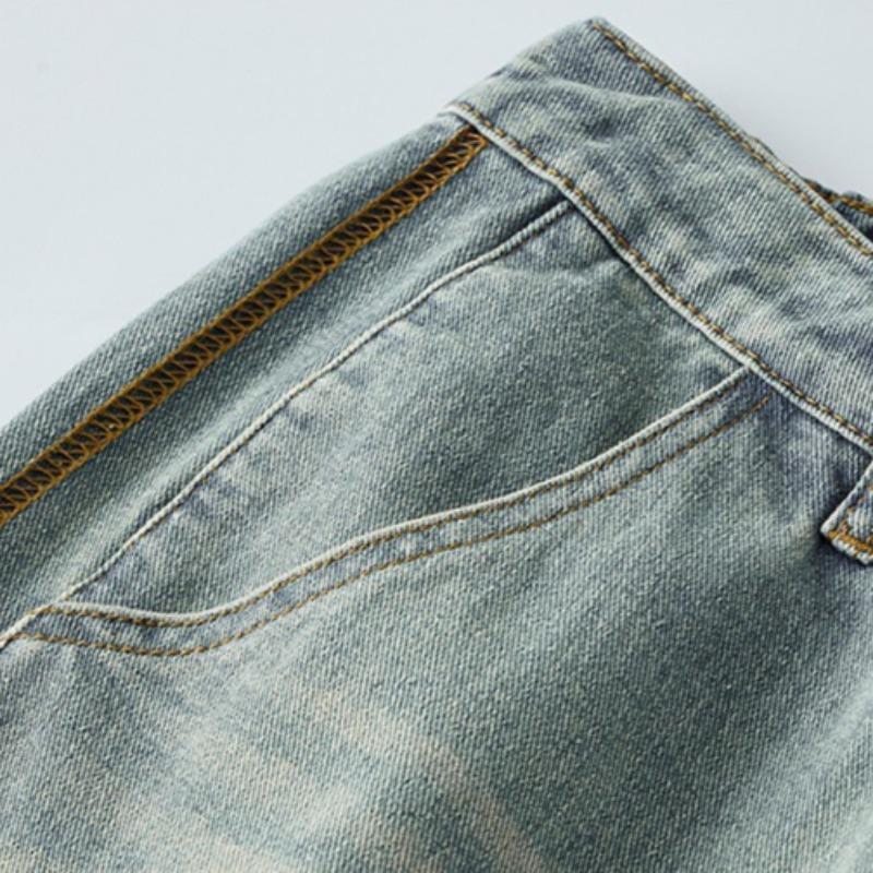 Pantalones Casuales Rectos Sueltos Retro con Aspecto Desgastado de Estilo Americano para Hombre de Primavera y Otoño