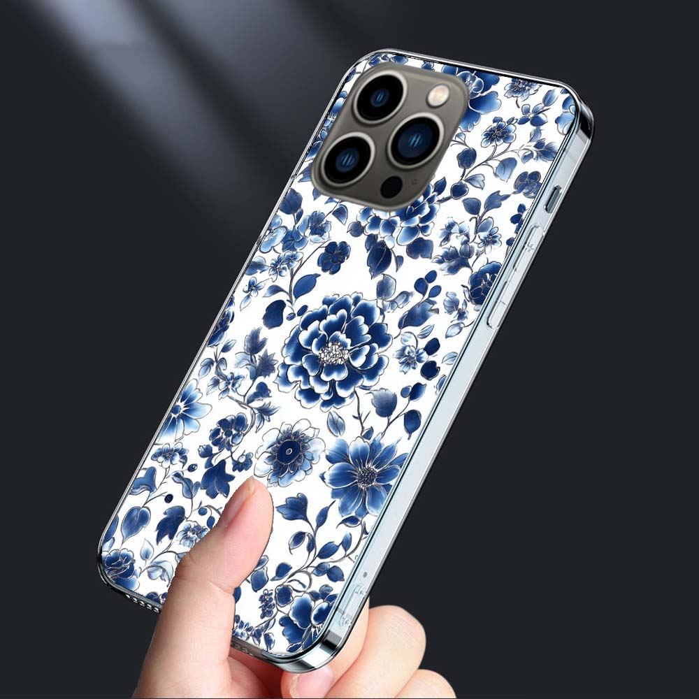 Blue White Porcelain Pattern Phone Case For Iphone 16E 15 Pro 14 Plus 17E 16 17 Pro Max Air 11 12 13 Mini Shockproof Capa Cut