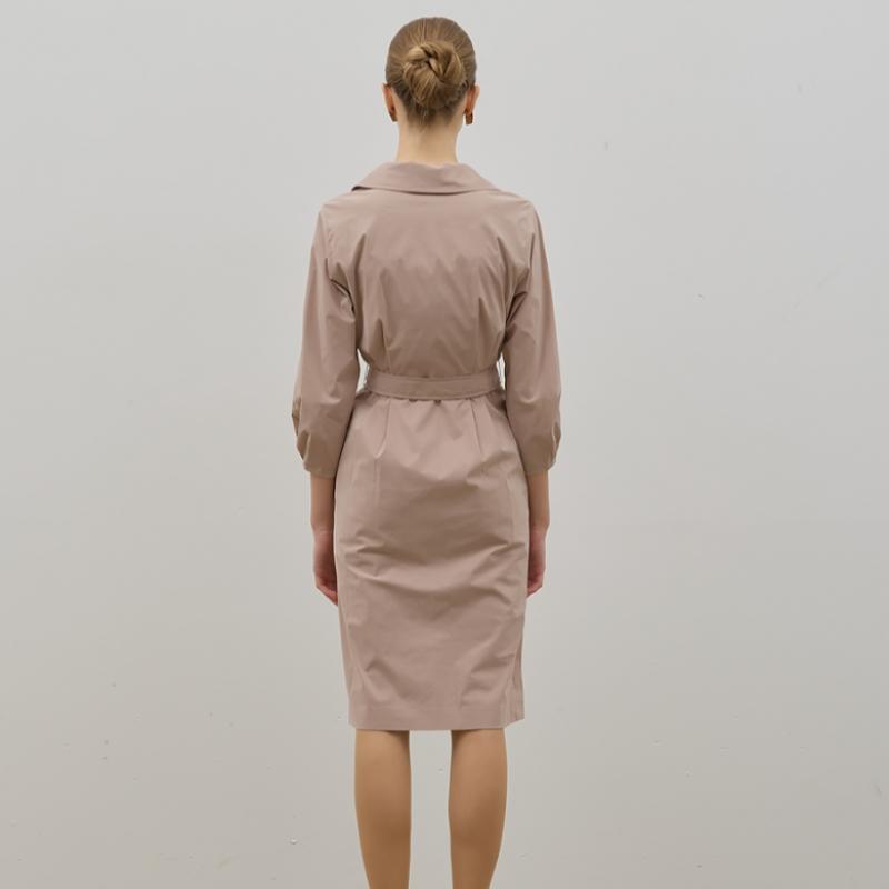  Shs Miss  Trench Type Belted Lapel Collar Dress
