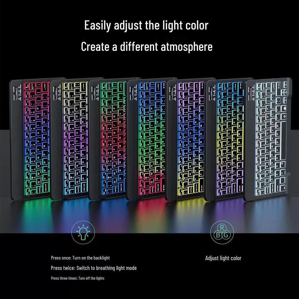 Ultra-Thin Silent RGB Bluetooth Keyboard & Mouse Set for 10-inch iPad/Huawei – Rechargeable & Wireless