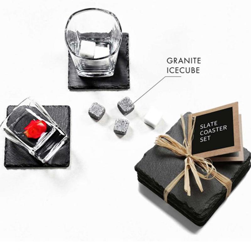 Table Coaster Japanese Style Reusable Slate Stone Drink Coaster Decorative Kitchen Tea Cup Mug Heat Resistant Rock Coaster