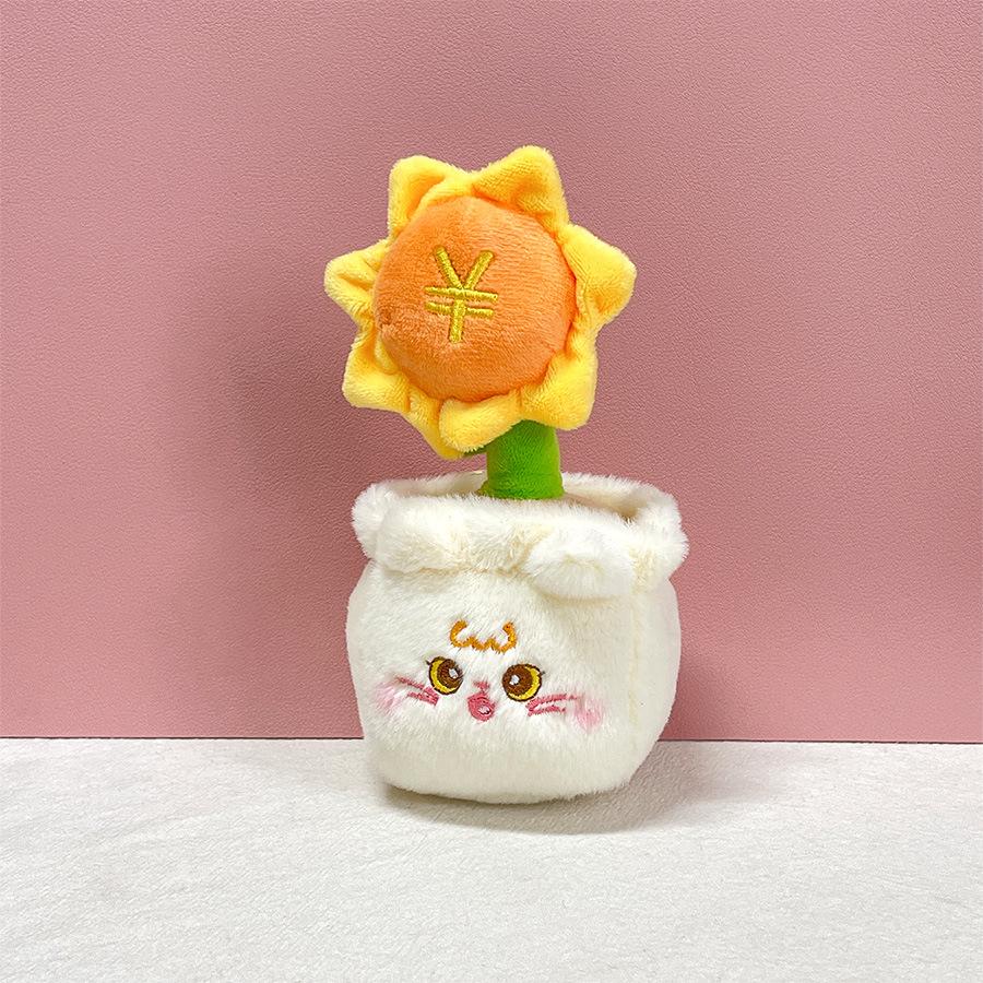 Cute Panda Flowers Potted Plants Rabbit Kitten Plush Doll Sun Flower Rose Doll Pendant Doll