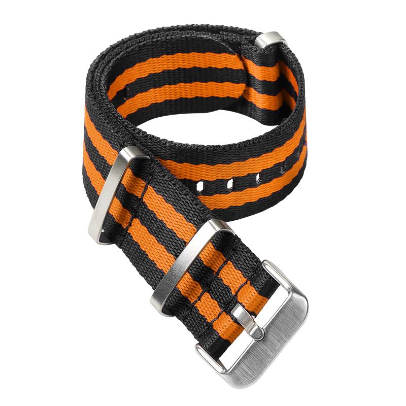 Fashion Watchband Stripe Replacement Men Women Nylon Watch Band with Silver Pin Buckle 20mm 22mm Strap for Rolex Band for Omega