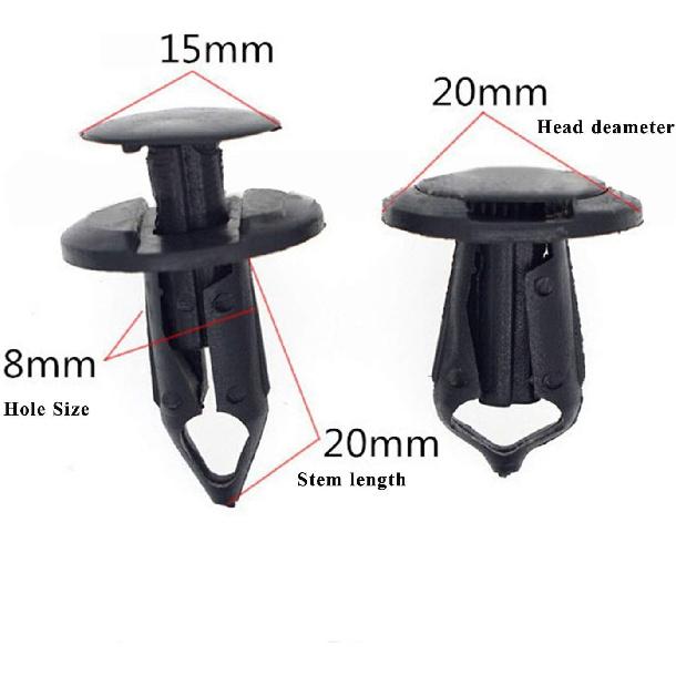 8mm(5/16") Hole Plastic Rivets Fastener Push Clips for Car Auto Fender Bumper