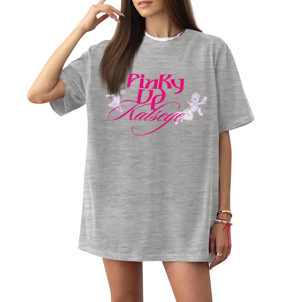 Womens Casual Short Sleeve T Shirt Loose Fit Graphic Print Crew Neck Lightweight Top for Everyday Wear