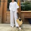 Women Blouse and Pants Casual Two Piece Suit Set