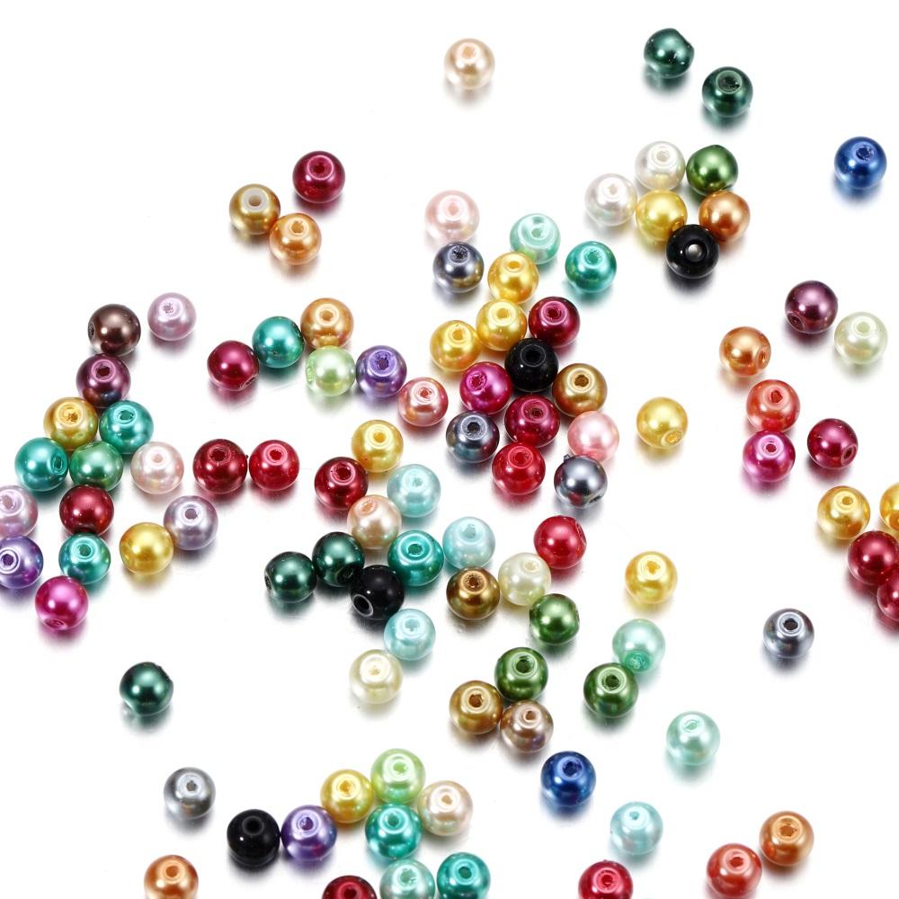 100pcs/lot 4-10mm Mixcolour Round Glass Beads Loose Beads Bracelet Earrings for DIY Jewelry Making Finding Accessories