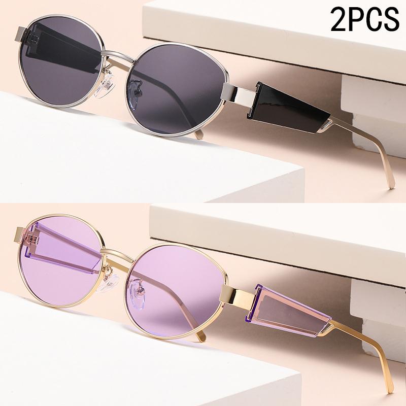 1PCS New Oval Metal Sunglasses Fashion UV-resistant Unisex Glasses 2426 Trendy Lightweight