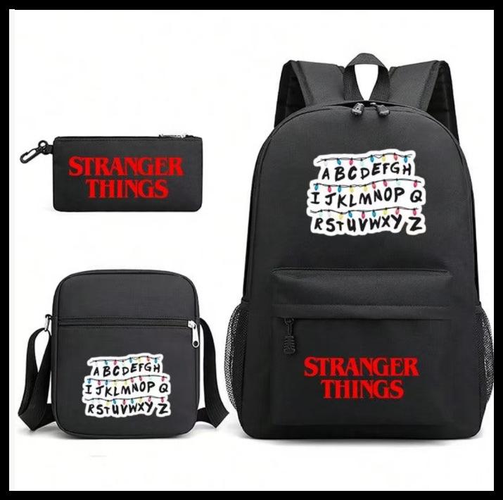Stranger Things Star Printing Teen Student School Bag Three-Piece Men'S And Women'S Backpack