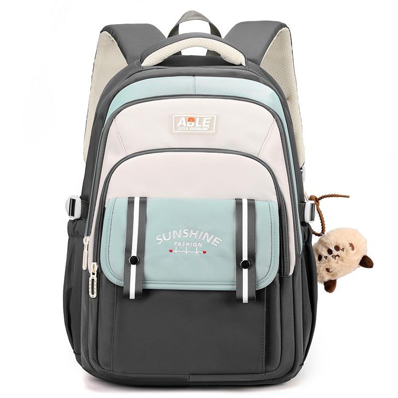 Fashion Contrasting Color Junior High School Girl Schoolbags Widened Reinforced Shoulder Strap Teenager Backpack Lightweight Large Capacity Book Bag