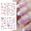12 Design Sakura Flower Nail Water Stickers Pink Cherry Blossoms Nail Slider Decal Floral Leaves DIY Spring Manicure Decoration