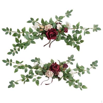 2pcs Wedding Aisle Chair Decorations, Artificial Rose Floral Back Flower Pew Flowers
