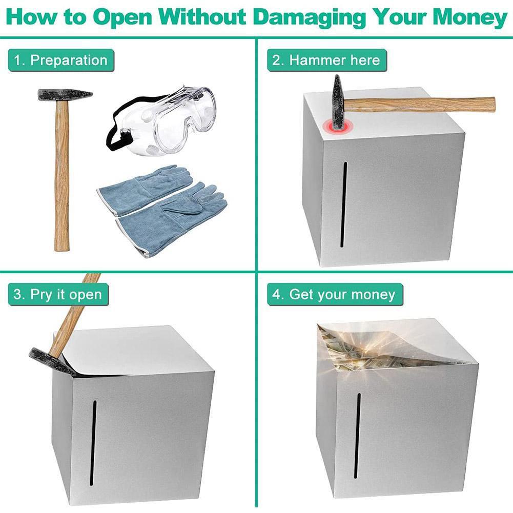 Vkladní schránka, trezor, prasátko pro dospělé, papírové peníze, mince, tvrdá domácí dekorace z nerezové oceli, může ušetřit pouze, dárek, milovník stolního počítače