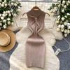 Muse Fan temperament hollow kink tube top sleeveless knitted dress women's summer slim and thin Spice girl hip wrap skirt