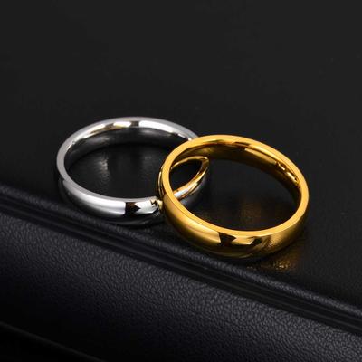 4mm Simple Stainless Steel Wedding Ring for Women Men Gold Plated Engagement Wedding Band Couple Jewelry Sizes 6 7 8 9 10 11 12