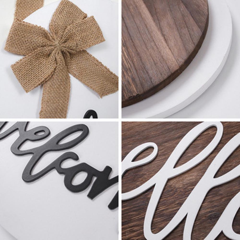 T02C!Wooden Welcome Hanging Plate Ornament Door Decoration Prop Garden Door Hanging Plate Pendent Decor Farmhous