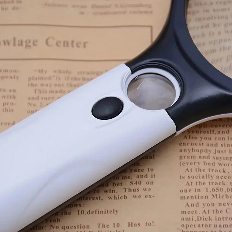 Handheld LED Magnifying Glass with Light, 10X Dual Lens High Definition Magnifier for Seniors Reading, Jewelry Inspection, Hobby