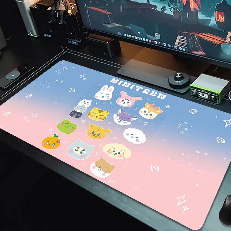 Kawaii Character Stickers Large Size Mouse Pad Large Gaming Table Cushion Nonslip Laptop Tablet Big Mousepad Xxl Mat Mini Pc Playmat With Lock Edge