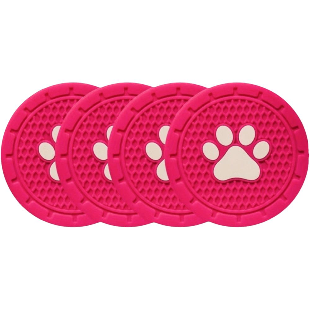 4pcs Strong Wear-Resistan Car Cup Holder Coaster Paw Print Design Universal Cup Mats  Most Vehicles