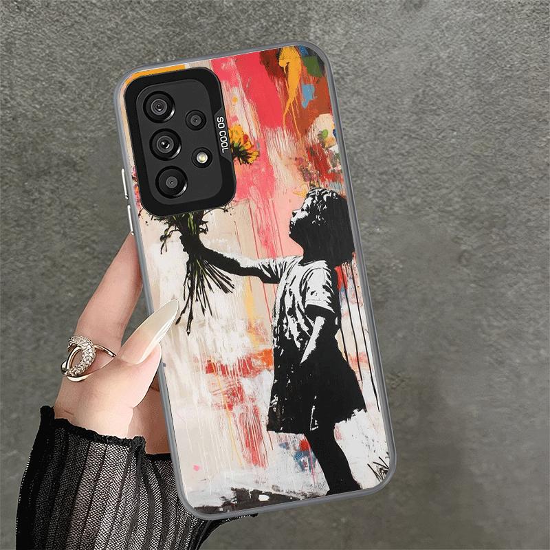 B-Banksy Art Graffiti Artist Shockproof Phone Case for Samsung A17 A16 A15 A14 A37 A57 A36 A56 A26 A35 A55 A25 A34 A54 A24 A13 A
