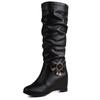 Fashion Women's Knee High Boots Black White Brown Wedge Heel Boot Female Wedge Heels Decoration Footwear Shoes Ladies Large Size