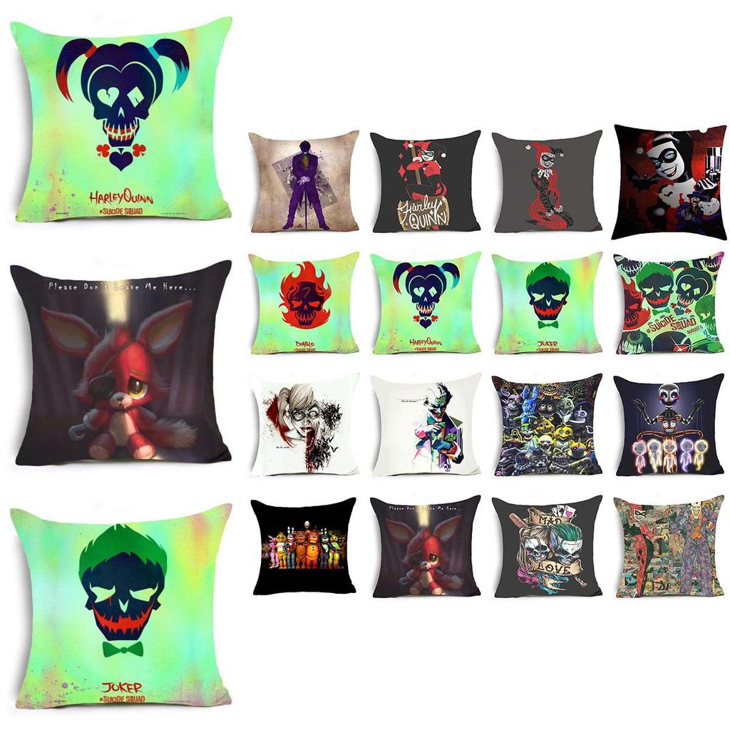 Stylish 18'' Harley Quinn Joker Polyester Pillowcase With Classic Cartoon Design