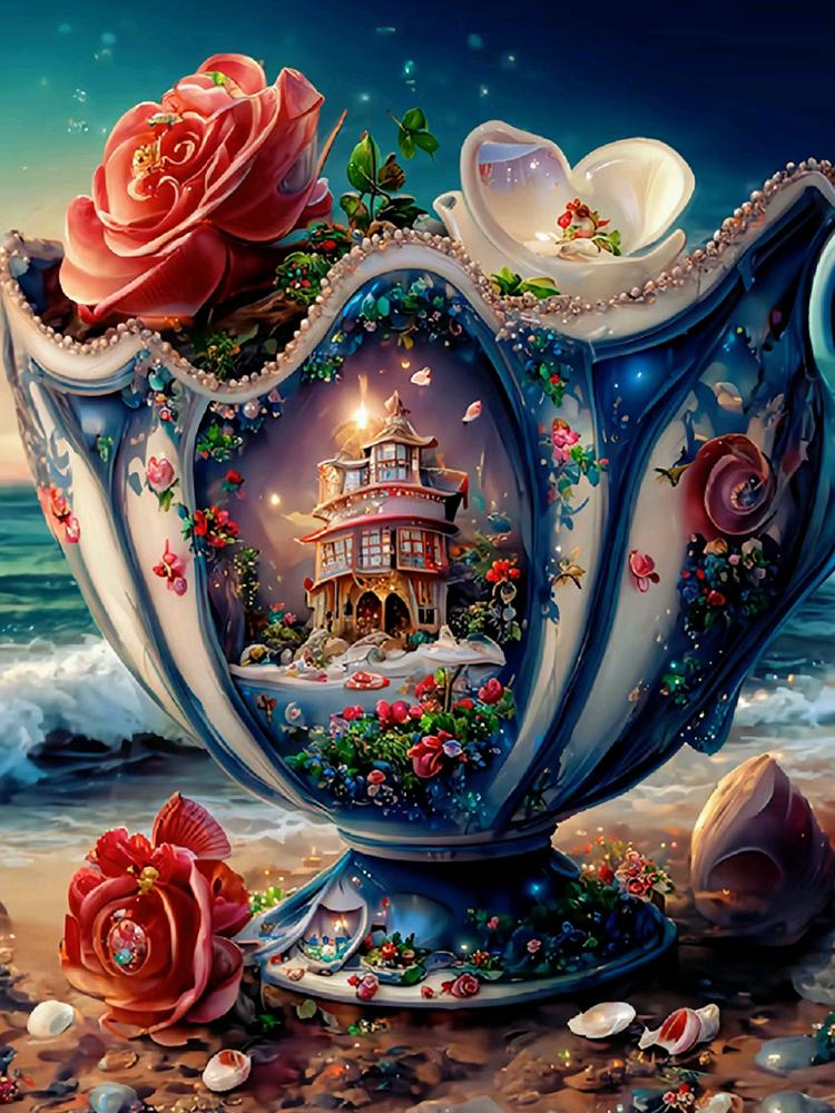 

5d Diy Алмазная картина Пляж Фэнтези Пейзаж Ювелирные изделия Вышивка крестом Мозаика Цветочное искусство Украшение для дома2024 Full Round 20x30CM