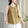 Summer Pure Cotton Embroidered Sleeveless Vest for Women