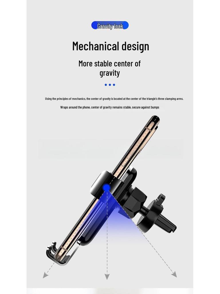 Gravity Car Phone Holder with Metal Spiral Hook - Anti-Shake Air Vent Mount for Navigation